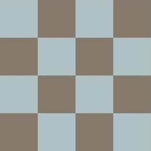 2” Checkers, Dusty Blue and Cocoa