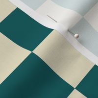 2” Checkers. Viridian Green and Ivory