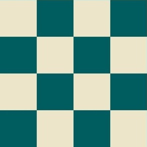 2” Checkers. Viridian Green and Ivory