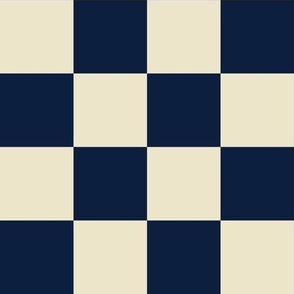 2” Checkers, Navy Blue and Ivory