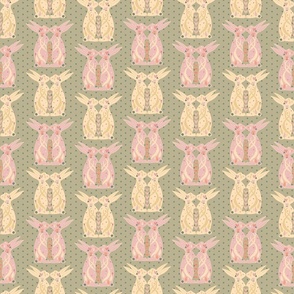 Easter Bunny Hearts - Blush Pink/Lemon/Sage Green - 12 inch