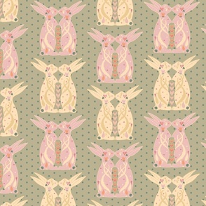 Easter Bunny Hearts - Blush Pink/Lemon/Sage Green - 20 inch