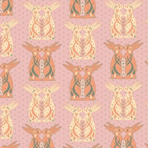 Easter Bunny Hearts - Blush Pink/Lemon/Orange - 20 inch
