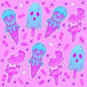 Creepy Cute Pastel Halloween Ice Cream Bars and Popsicles, Pink Colorway