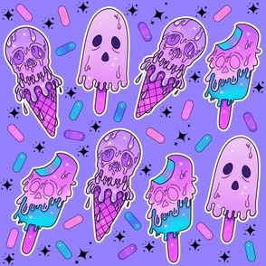 Creepy Cute Pastel Halloween Ice Cream Bars and Popsicles, Purple Colorway