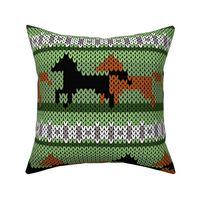 Fair Isle Horses Stripe Black and Brown