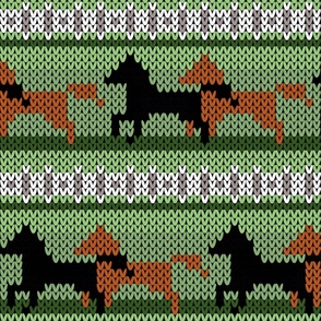 Fair Isle Horses Stripe Black and Brown