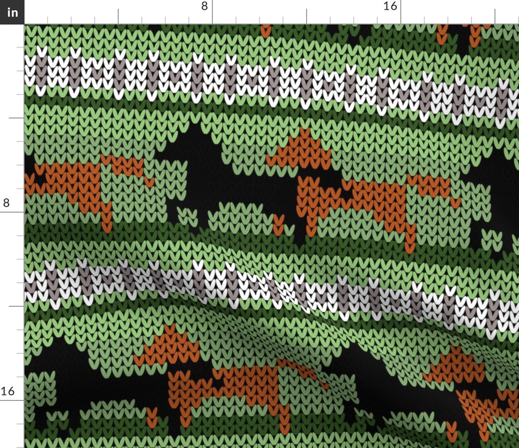 Fair Isle Horses Stripe Black and Brown