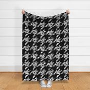 houndstooth check with flowers black and white - large Scale