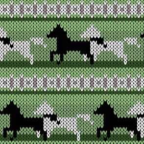 Fair Isle Horses Stripe Black and White