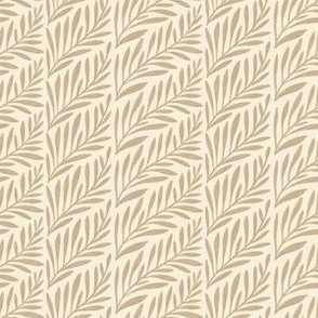 Frond Fern Leaf in Sandy Brown And Creamy Off White