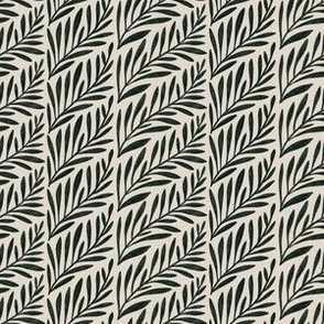 Frond Fern Leaf in Black and Linen Off White