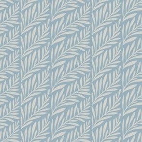 Frond Fern Leaf in Light Dusty Blue and Grayish White