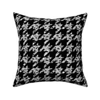 houndstooth check with flowers black and white - small Scale
