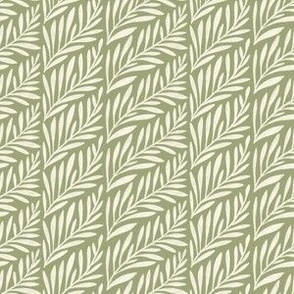 Frond Fern Leaf in Sage Green and Buttery Off White