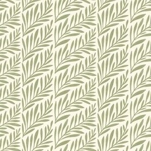 Frond Fern Leaf in Sage Green and Buttery Off White