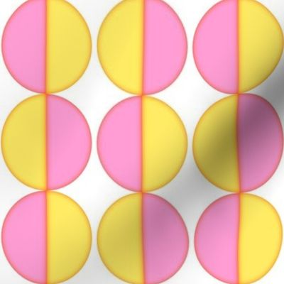 Geometric Retro Two Tone Circles Yellow and Pink