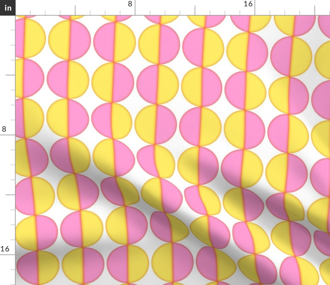 Geometric Retro Two Tone Circles Yellow and Pink