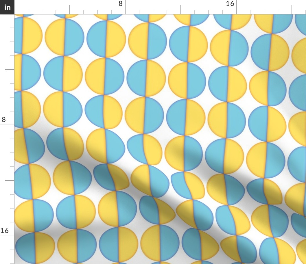 Geometric Retro Two Tone Circles Yellow and Blue