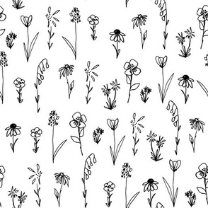 Wildflower Sketches (Black and White) (Large Scale)(10.5"/12")
