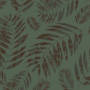 Palm Leaves in Darker Sage and Brown