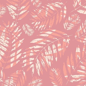 Palm Leaves in Pink, Peach and Cream