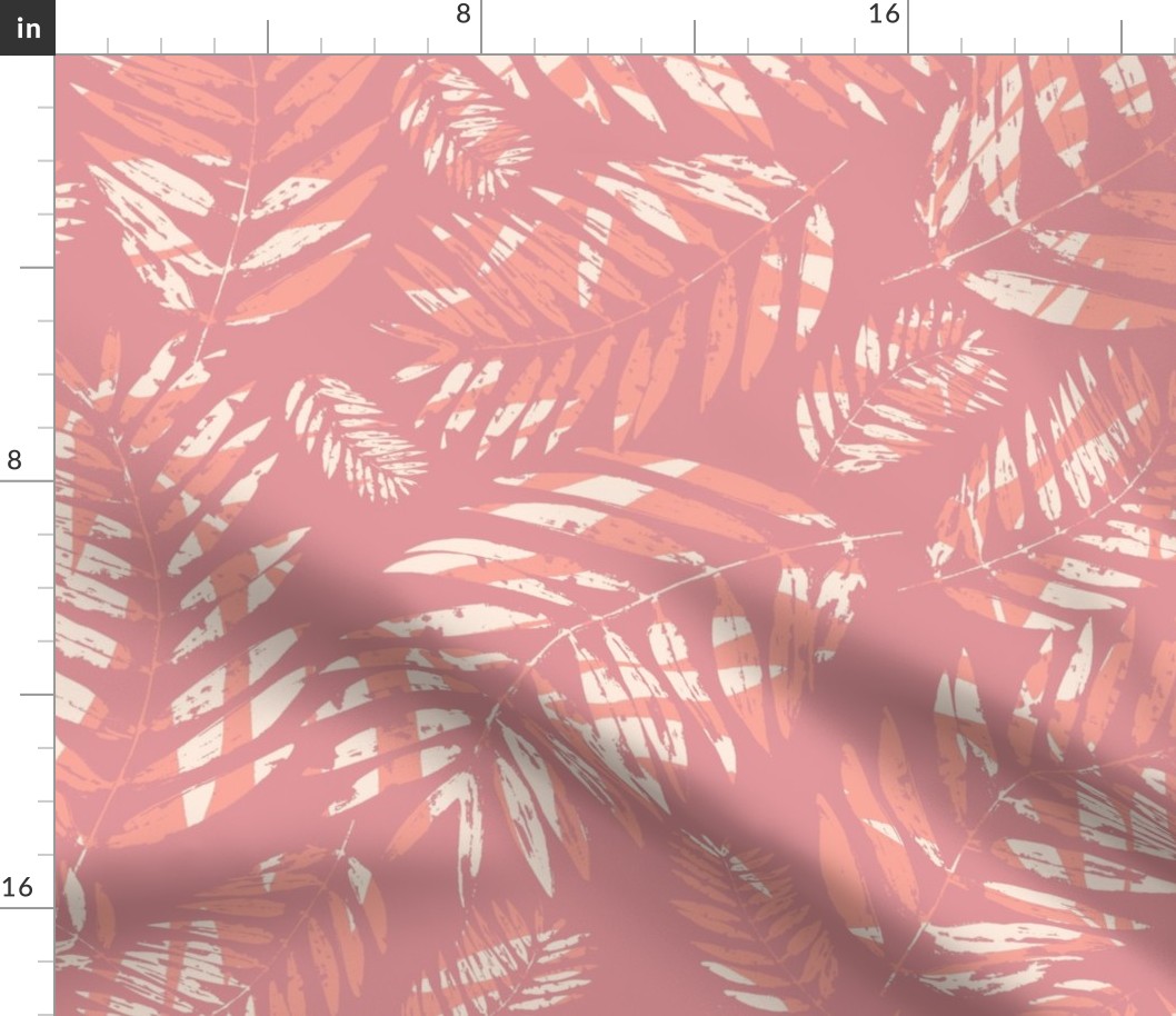 Palm Leaves in Pink, Peach and Cream