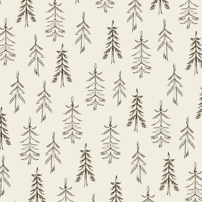 Forest of Trees (Sketch)(Beige and Dark Brown)(Jumbo/Oversized)(24")