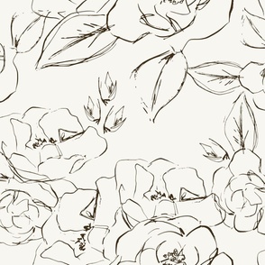 Floral Sketch in Black and Off-White(Jumbo/Oversized)(24")