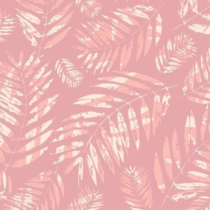Tropical Palm Leaves in Pink, Peach and Cream