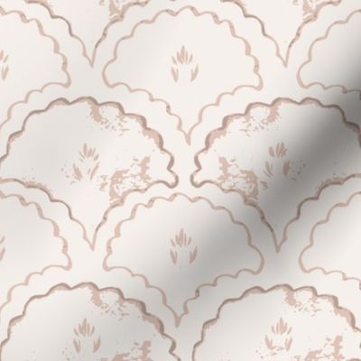Scallops, Taupe, Pink, Ivory, Romantic, Whimsical, Classic, Florals, Girl, Vintage