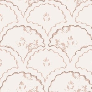 Scallops, Taupe, Pink, Ivory, Romantic, Whimsical, Classic, Florals, Girl, Vintage