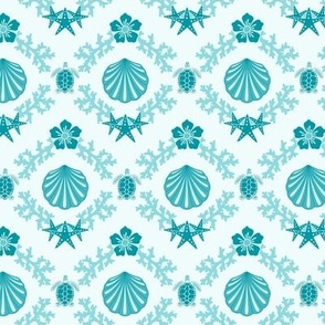 By-the-Sea Damask in Teal - XL 18/ SSJM24-A64