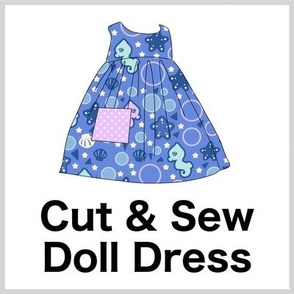 Cut & Sew Dress (Seahorses) on FAT QUARTER for Forever Virginia Dolls and other 1/8, 1/6 and 1/5 scale child dolls // little small scale tiny mini micro doll