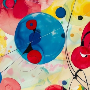 Watercolor Balloons Red Blue & Yellow