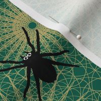 Spiders Family Lace Web, Moss Green and Gold