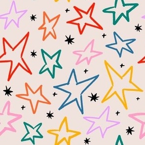 Sketchy Stars - Bright Rainbow Stars and Bursts
