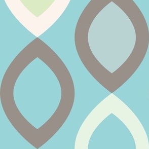 Abstract Modern Geometric in Green Cream Brown and Aqua Blue - Large