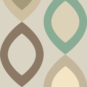 Abstract Modern Geometric in Green Cream Brown and Beige - Large