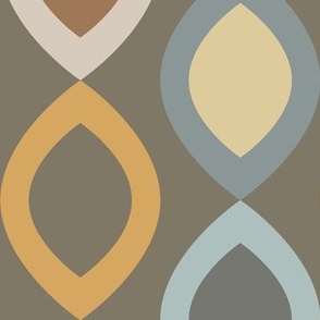 Abstract Modern Geometric in Teal Yellow Orange and Brown - Large