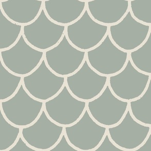 Mermaid Scales | Medium Scale | Muted Green, Creamy Beige