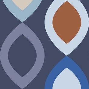 Abstract Modern Geometric in Orange Purple Brown and Blue - Large