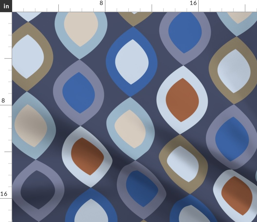 Abstract Modern Geometric in Orange Purple Brown and Blue - Large
