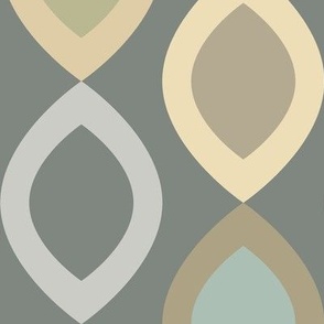 Abstract Modern Geometric in Beige Brown Teal and Dark Grey - Large