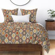 Abstract Modern Geometric in Red Gold Cream and Grey - Large