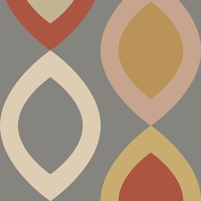 Abstract Modern Geometric in Red Gold Cream and Grey - Large