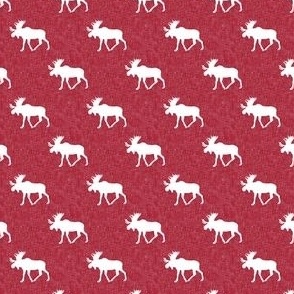 (micro print) moose on red linen C24