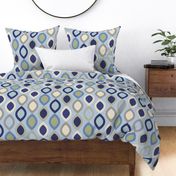 Abstract Modern Geometric in Blue Green Beige and Light Blue - Large