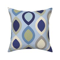 Abstract Modern Geometric in Blue Green Beige and Light Blue - Large