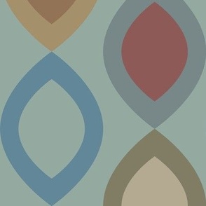 Abstract Modern Geometric in Red Brown Blue and Teal - Large